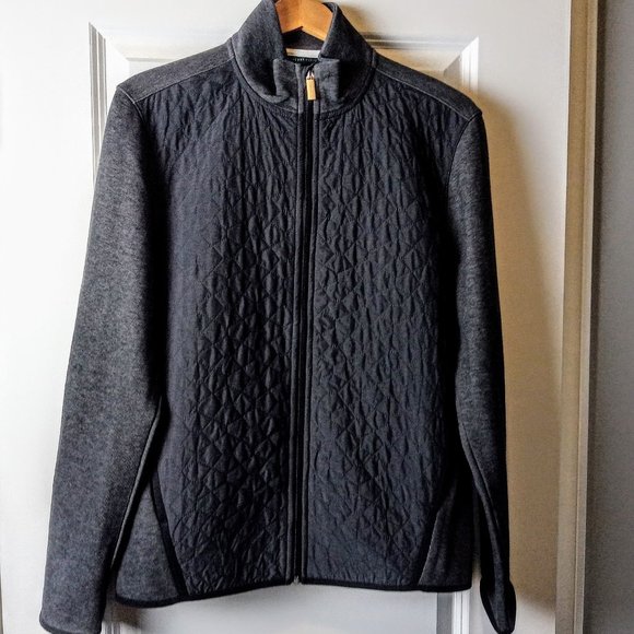 Perry Ellis Men's Grey Quilted Full Zip Jacket